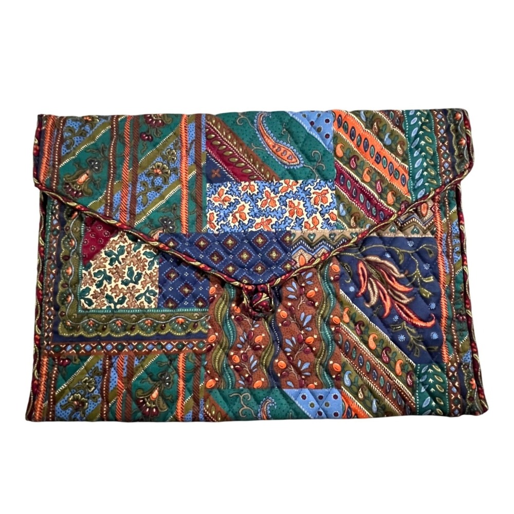 Vera Bradley Envelope Clutch Women Large Vintage Medley Quilted Laptop 10x14 USA